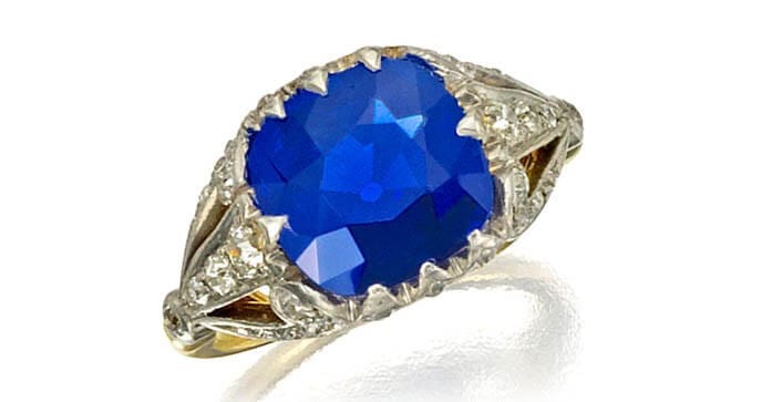 Black Starr & Frost Sapphire Ring, unsold, estimate of $250,000-$350,000. Photo courtesy of Bonhams.