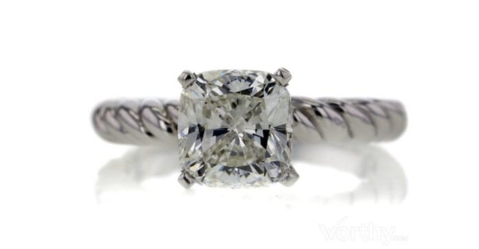 GIA 2.03 CT Cushion Cut Solitaire Ring sold at Worthy for $8,236