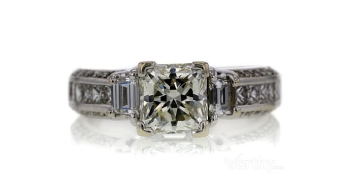 GIA 1.82 CT Radiant Cut Bridal Set Ring sold at Worthy for $3,448.