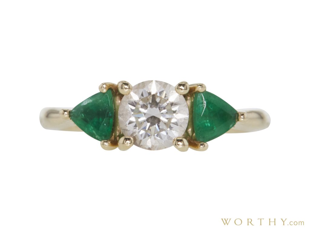 emerald and gold engagement ring