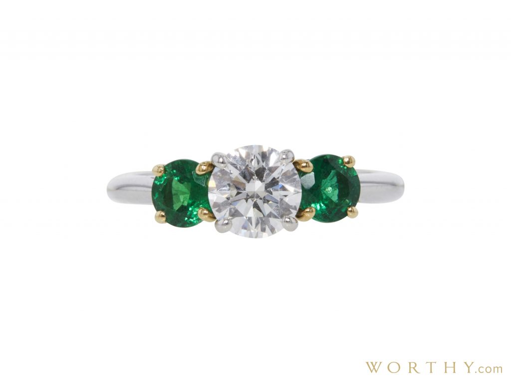 emerald and white gold diamond ring