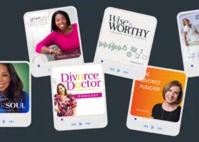 Image shows Podcast cover art for our Top 10 Podcasts for Divorced Women.
